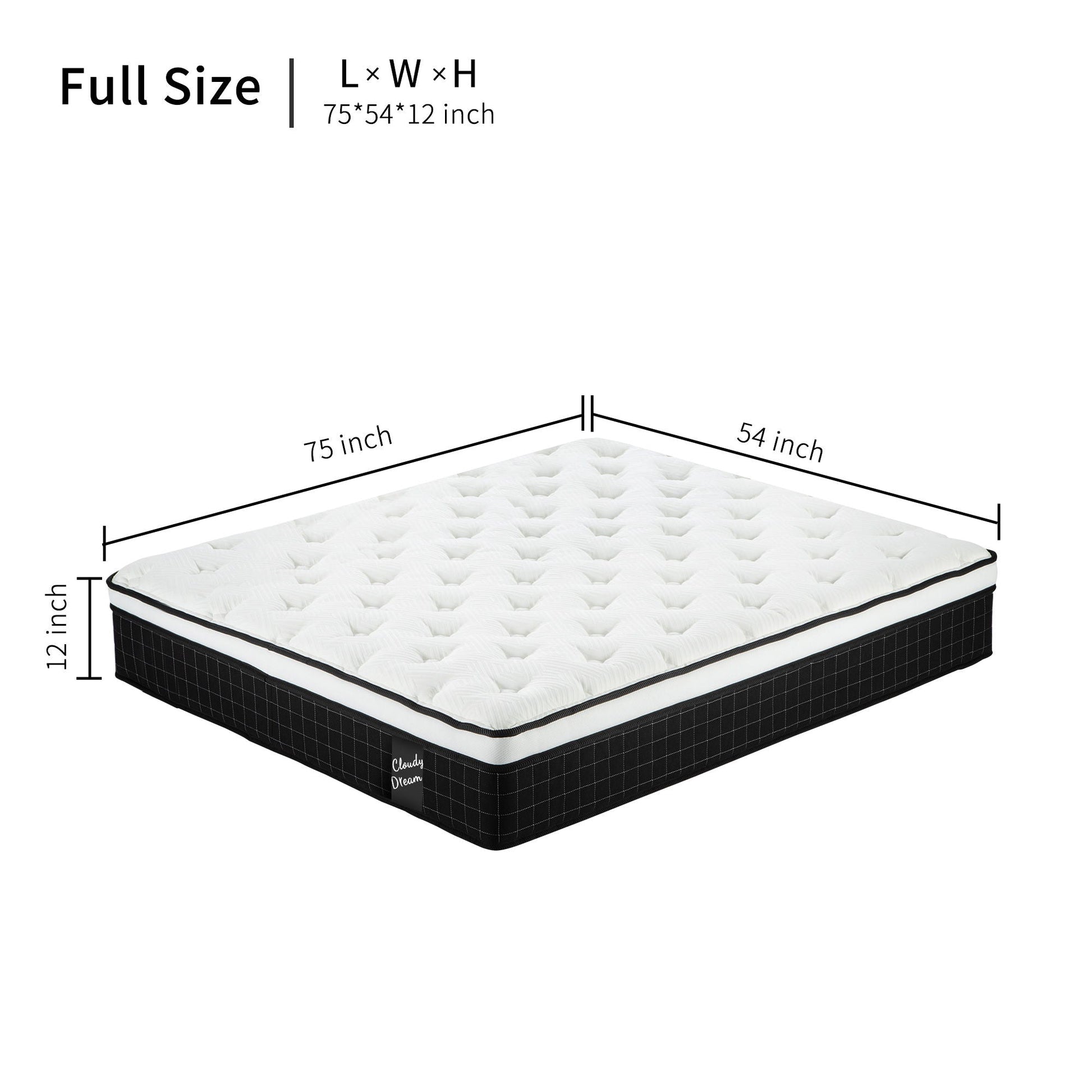 12" Hybrid Mattress With Individual Pocket Spring, Comortable Memory Foam Home Essentials