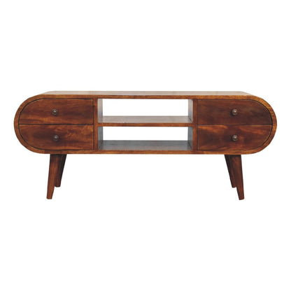 Circular Media Unit With 2 Open Slots Artisan Furniture