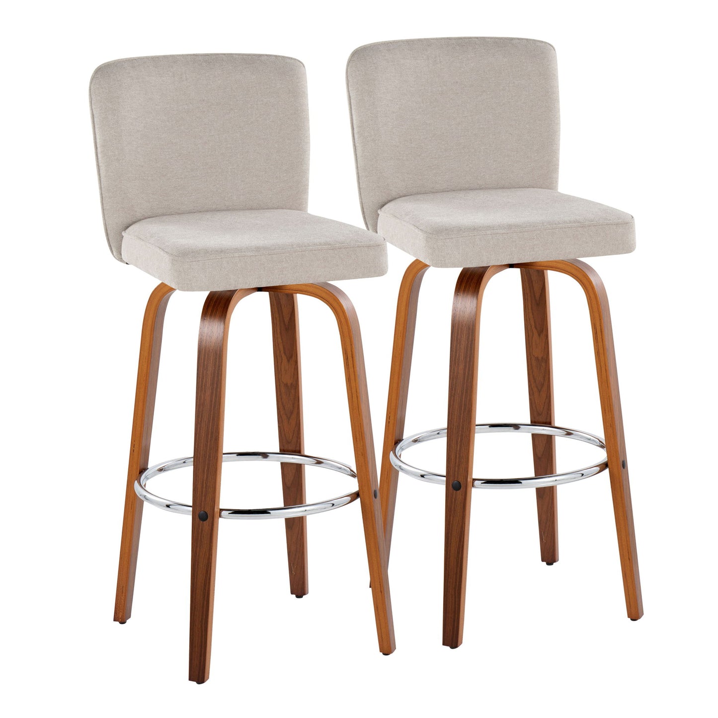 Henry - Contemporary Fixed Height Barstool With Swivel With Round Footrest (Set of 2) Lumi Source