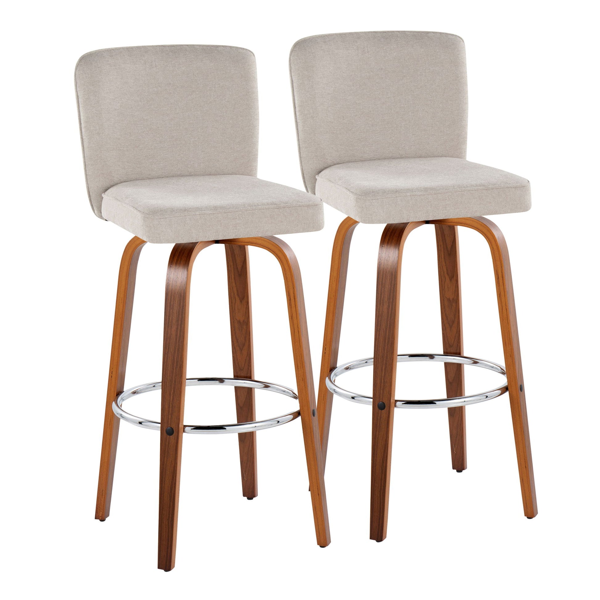 Henry - Contemporary Fixed Height Barstool With Swivel With Round Footrest (Set of 2) Lumi Source