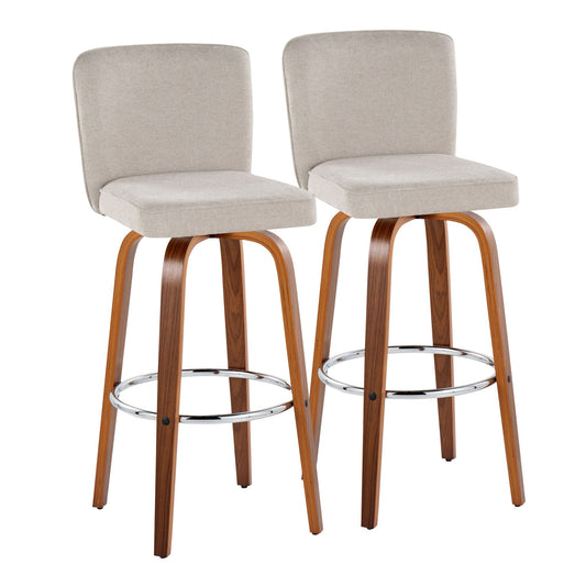 Henry - Contemporary Fixed Height Barstool With Swivel With Round Footrest (Set of 2) Lumi Source