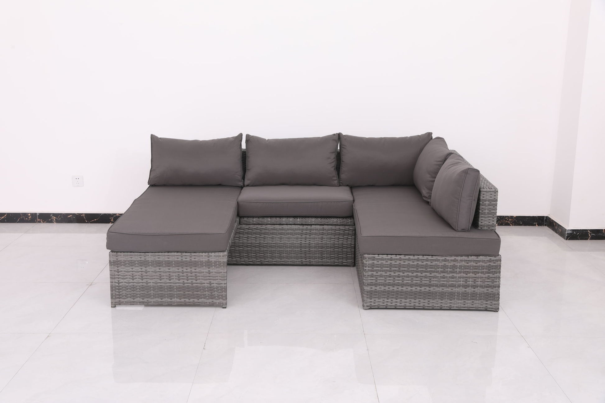 Patio Sofa With Cushions - Gray Home Essentials