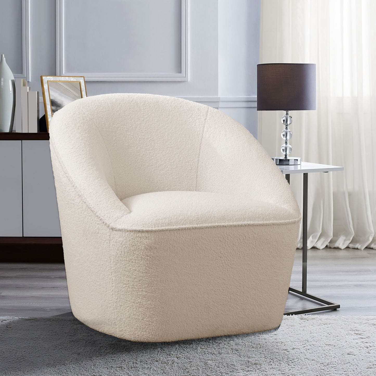 Anson - Swivel Chair With Soft Rounded Back - Off White Home Essentials