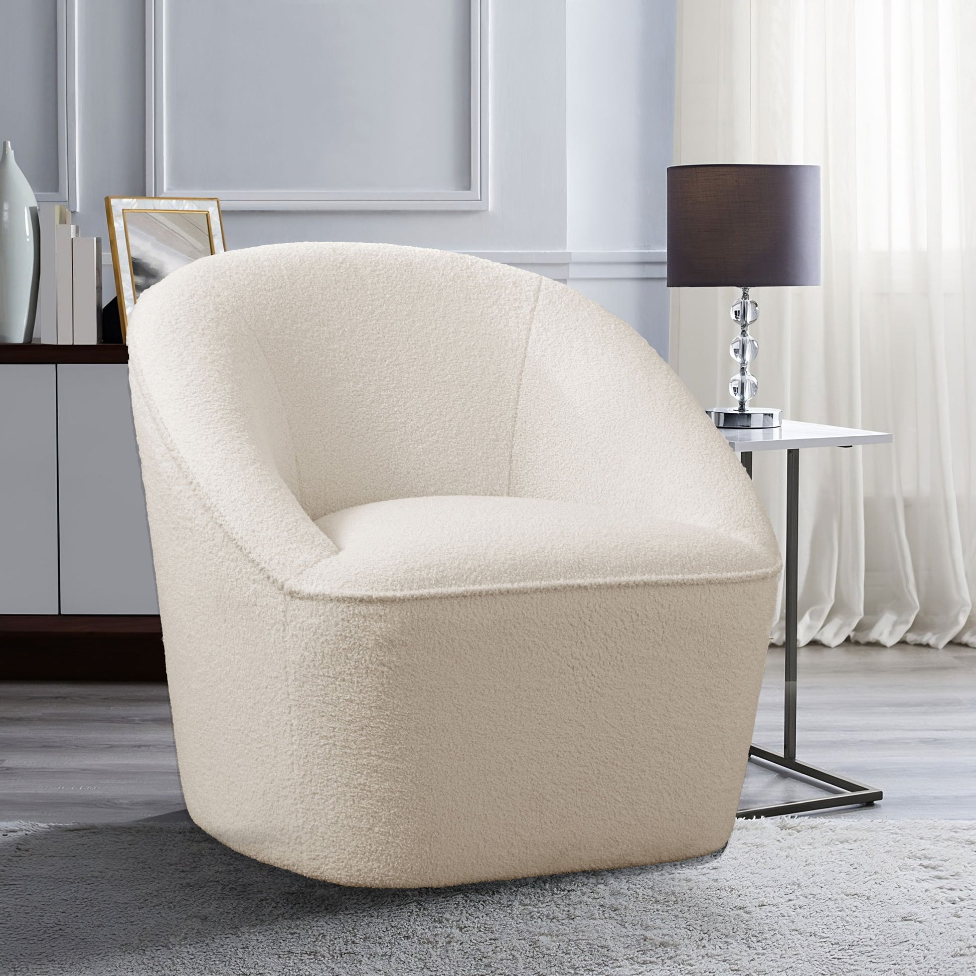 Anson - Swivel Chair With Soft Rounded Back - Off White Home Essentials