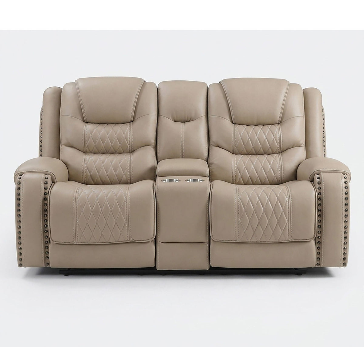 Power Motion Reclining Loveseat With Console Adjustable Headrest Cup Holders - Toffee Home Essentials