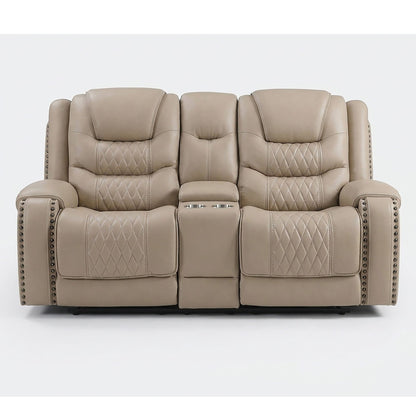 Power Motion Reclining Loveseat With Console Adjustable Headrest Cup Holders - Toffee Home Essentials
