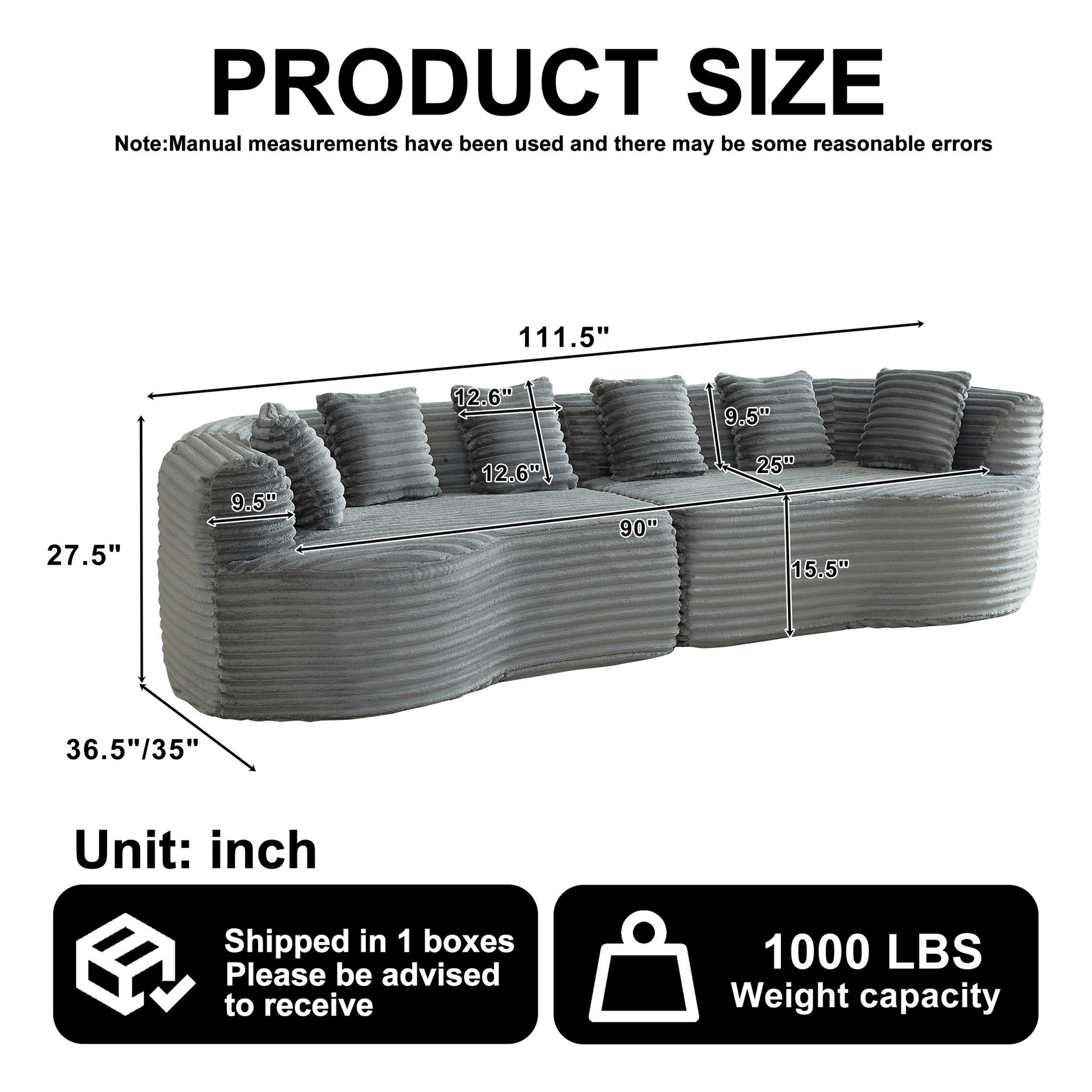 Sectional Sofa, Oversized 4 Seater With Deep Seat Design Home Essentials