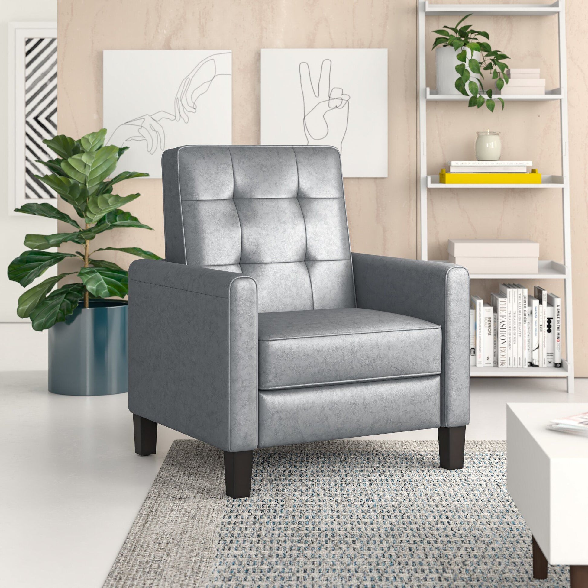 Wide Manual Club Recliner - Dark Gray Noble House