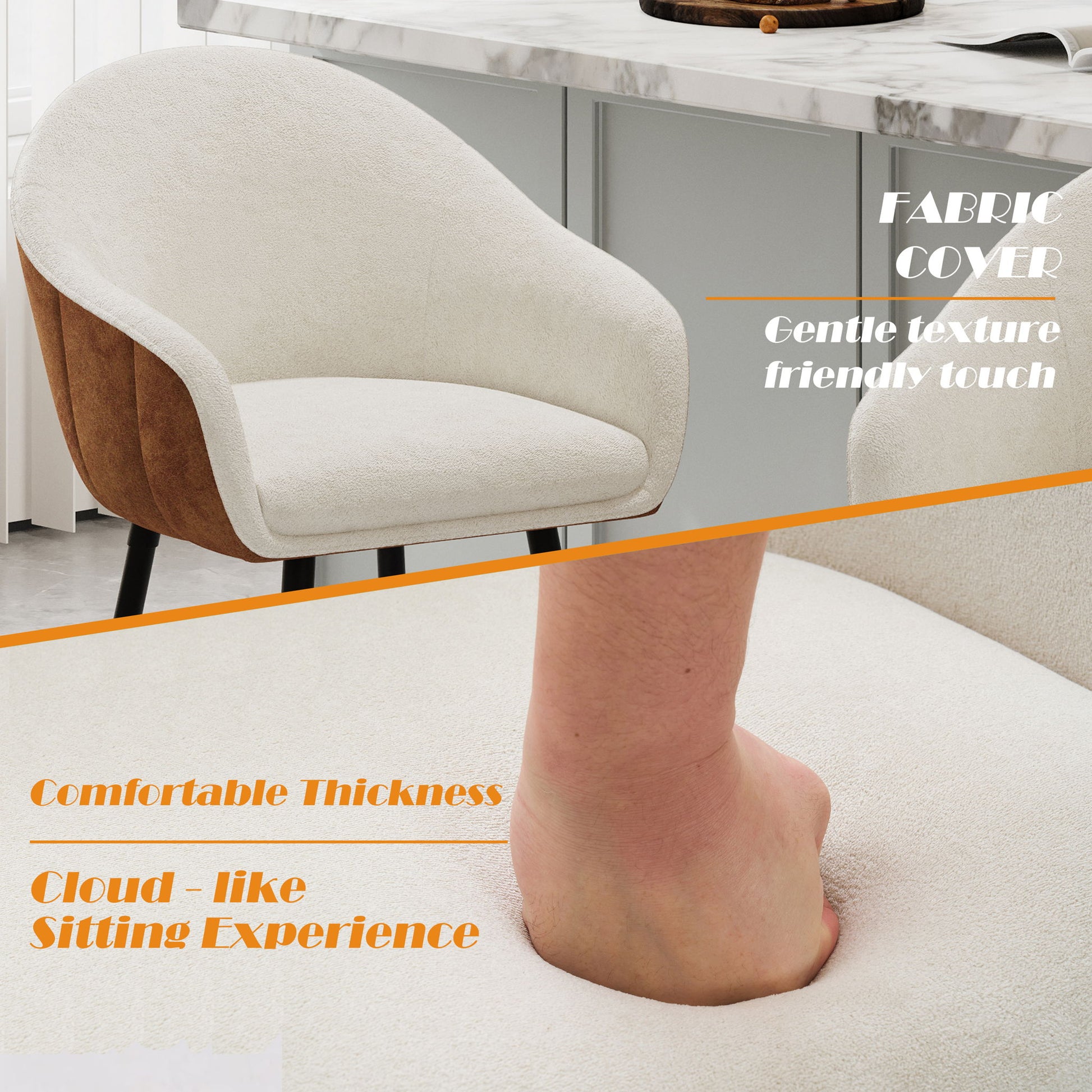 Modern Style Counter Height Bar Stools, With Comfortable Upholstery, Durable Metal Legs Ensure Stability - Brown Noble House