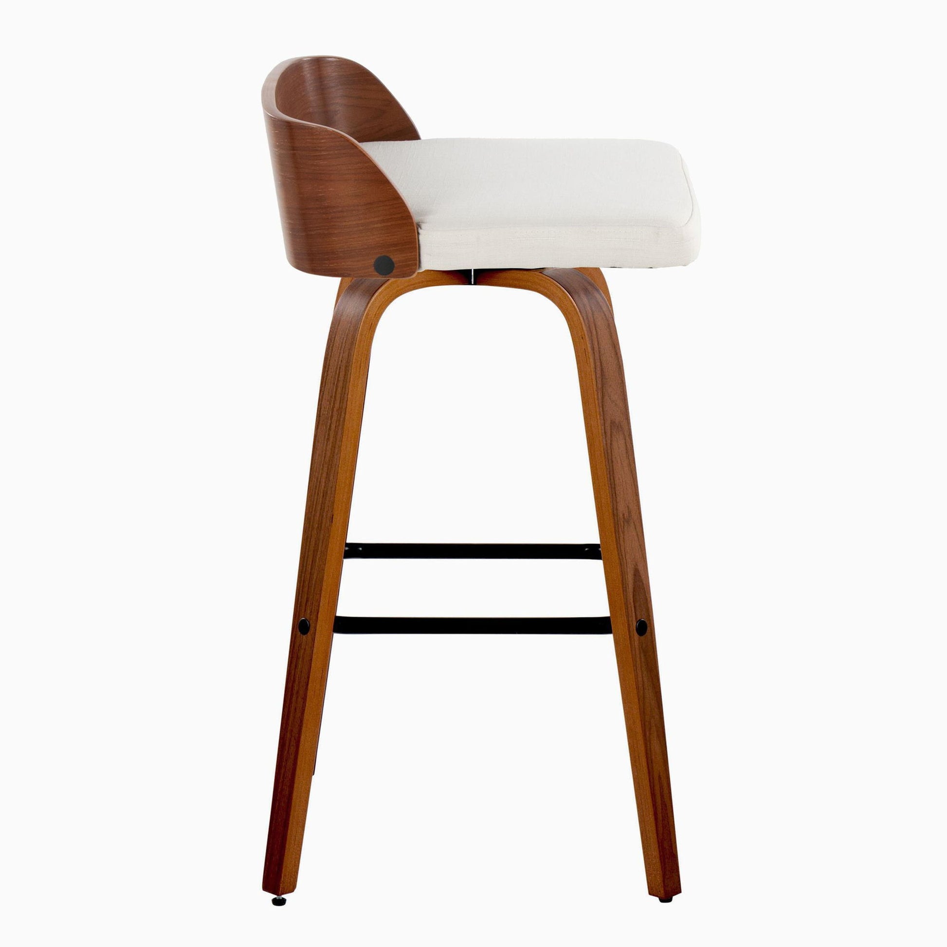 Maya - Mid Century Modern Fixed Height Barstool With Swivel And Square Footrest (Set of 2) Lumi Source