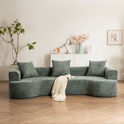 Modern Style Ultra Smooth Curved Sofa With 3 Pillows Home Essentials