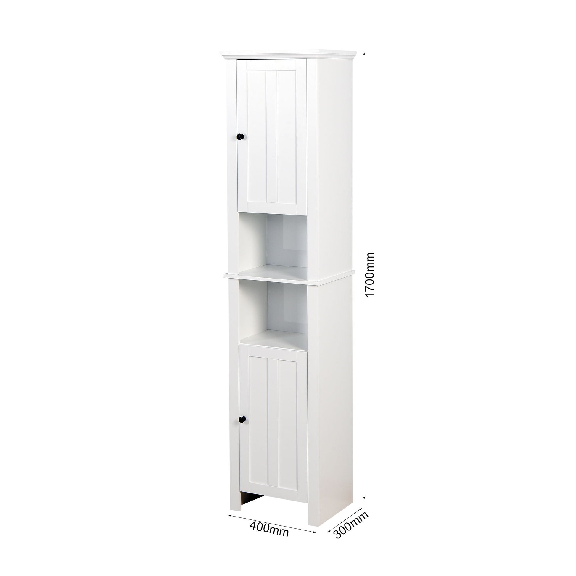 Wooden Bathroom Floor Storage Cabinet With 2 Doors And 6 Shelves - White Home Essentials