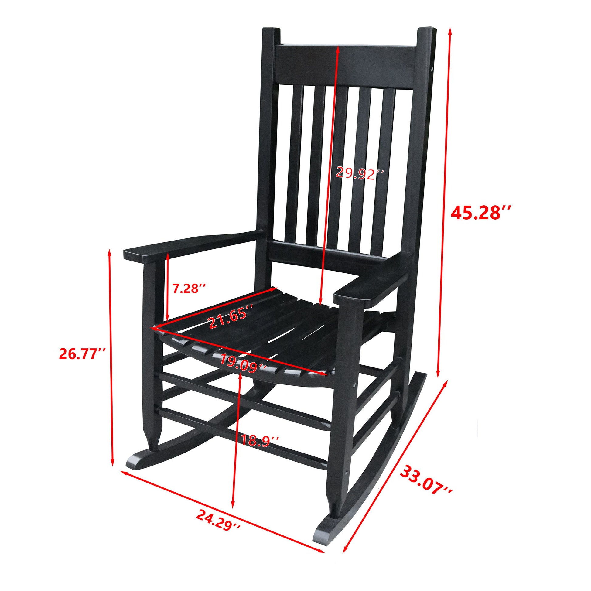 Classic Wooden Porch Rocker Chair White Populus Wood Comfortable Design Home Essentials