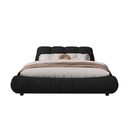 Luxury Upholstered Platform Bed With Oversized Padded Backrest And Solid Wood Frame Home Essentials