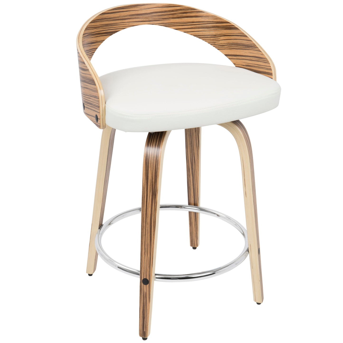 Grotto - Contemporary Fixed Height Counter Stool & Swivel With Round Footrest (Set of 2) Lumi Source