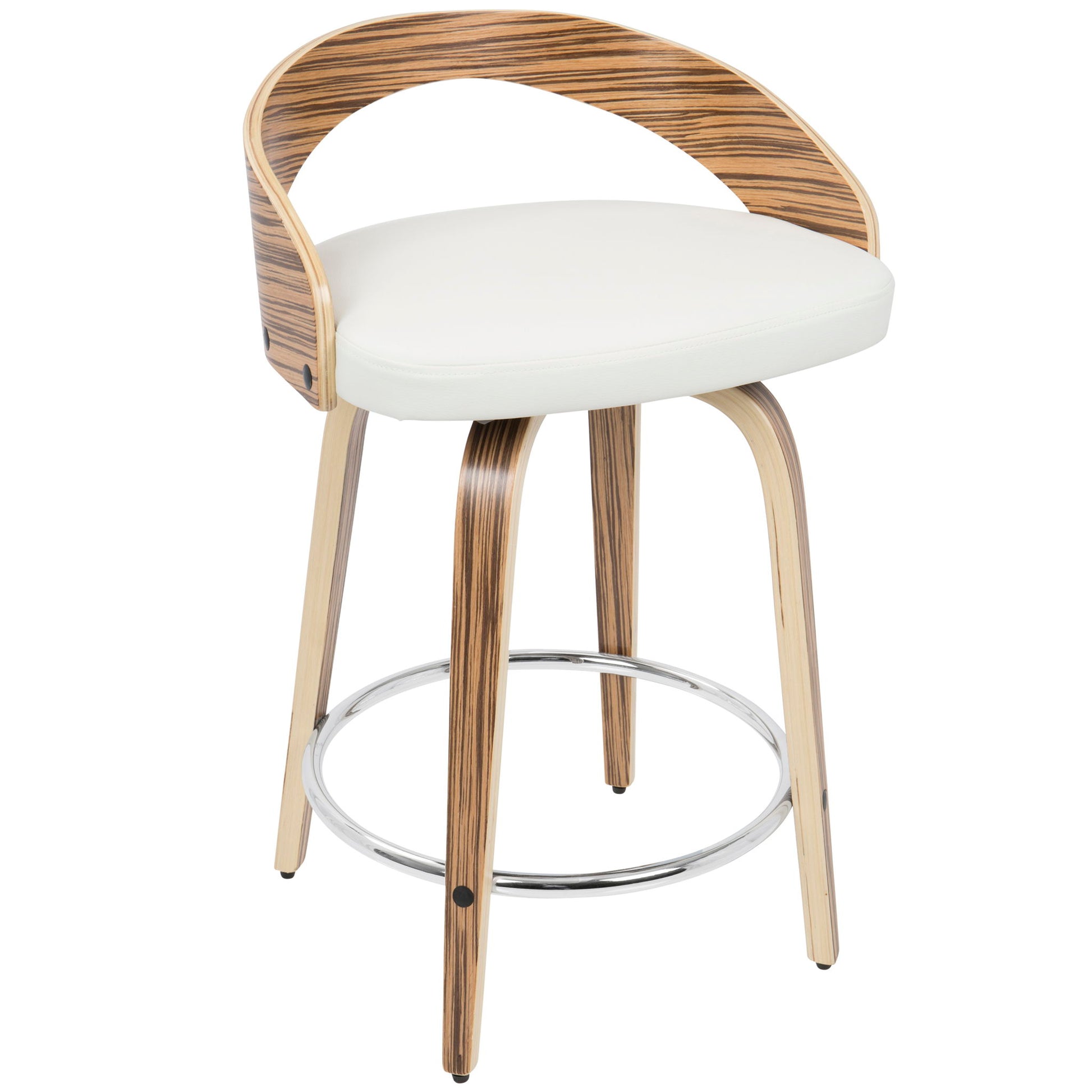 Grotto - Contemporary Fixed Height Counter Stool & Swivel With Round Footrest (Set of 2) Lumi Source