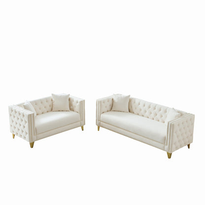 Deep Seat Sofa With Button Nailhead, Square Arm Couches Home Essentials