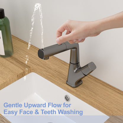 Pull Down Bathroom Sink Faucet With 3 Water Modes And Stainless Steel Construction - Gunmetal Black Daily Nest