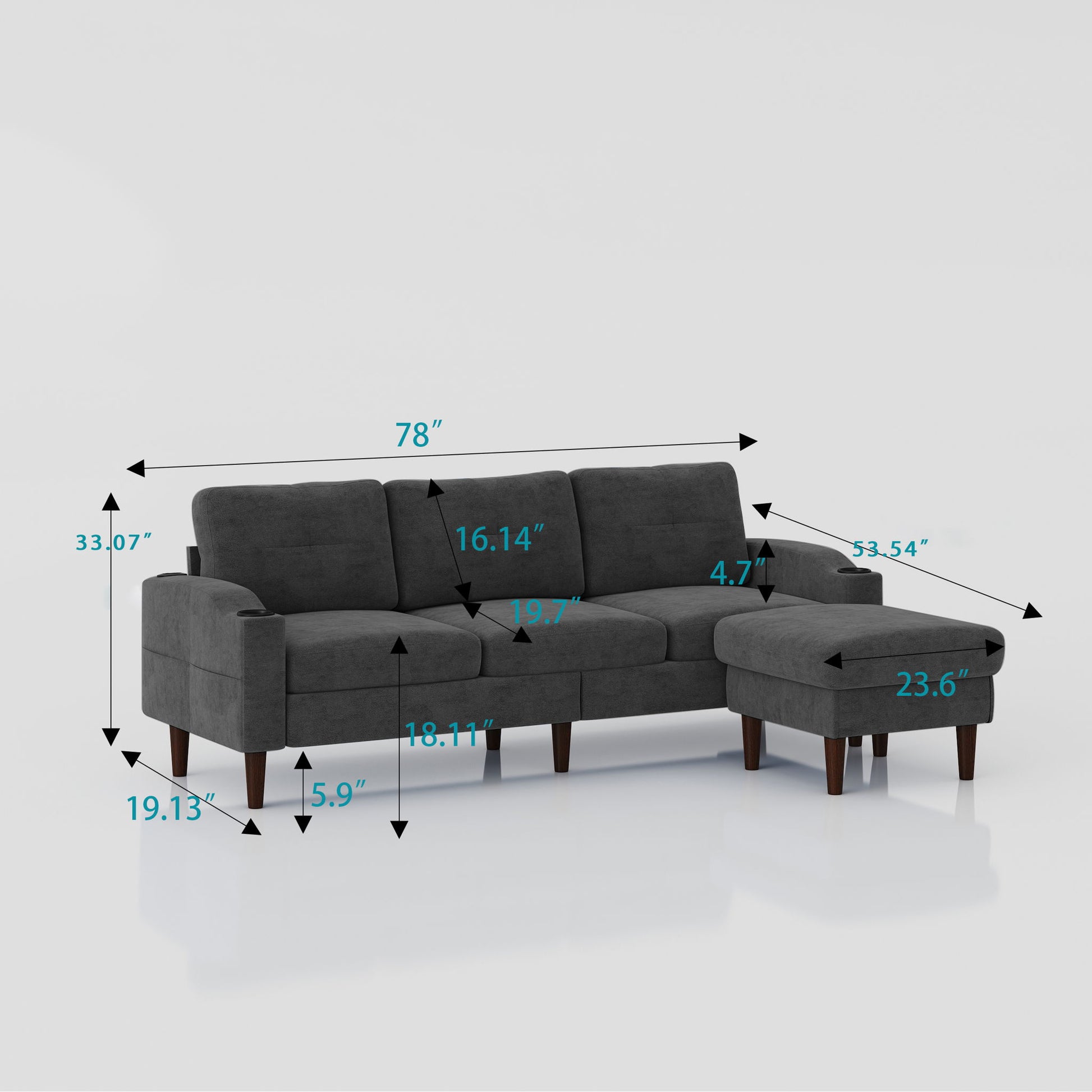 3 Seater Convertible Combination L Shaped Sofa With Footstools With Storage Home Essentials
