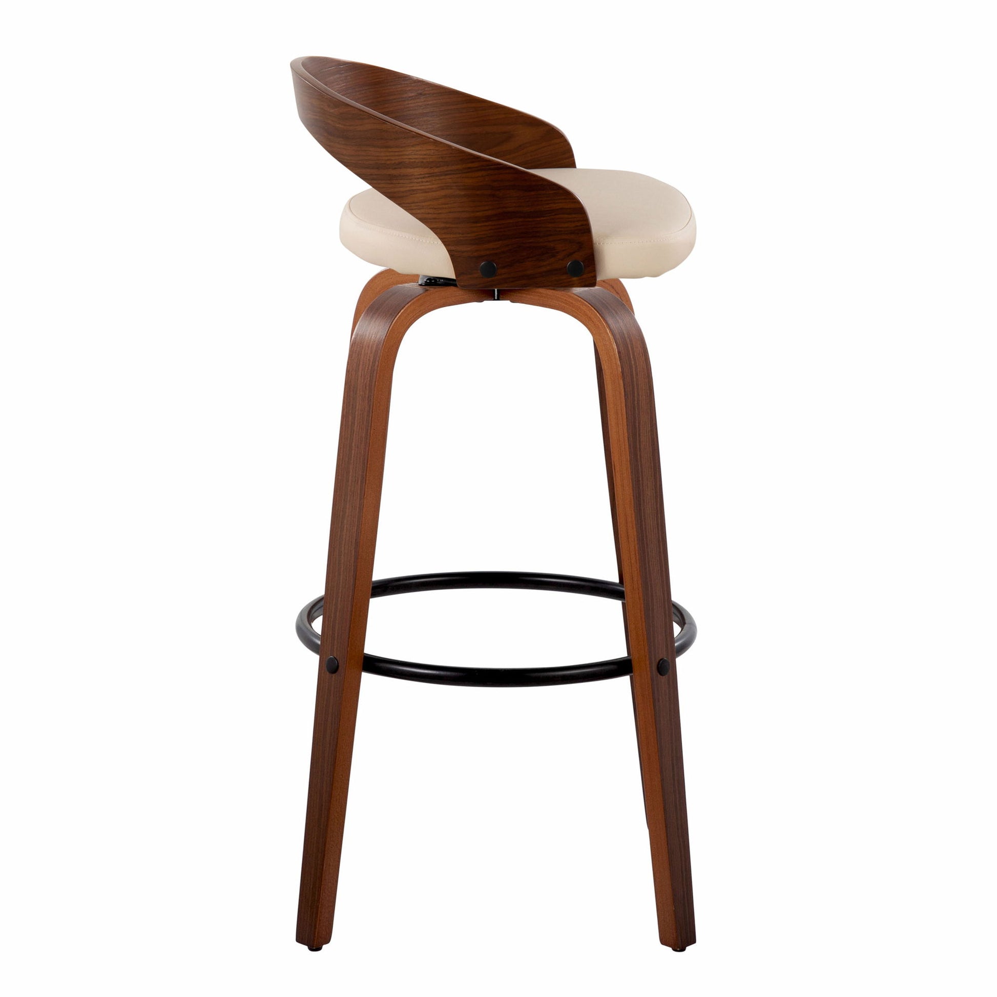 Grotto - Mid Century Modern Fixed Height Barstool & Swivel With Round Footrest (Set of 2) Lumi Source