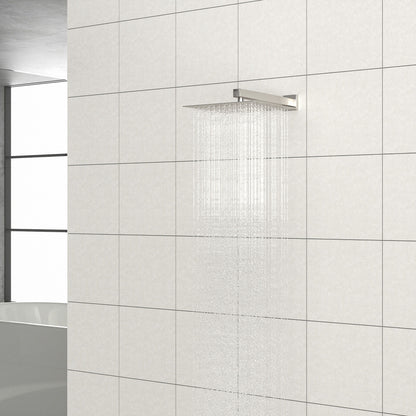 16" Square Rainfall Shower Head Fixed Wall Mount With Full Body Coverage & Self Cleaning Silicone Nozzles Daily Nest