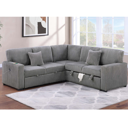 Convertible Sectional Upholstered Sleeper Sofa With Storage Chaise Home Essentials