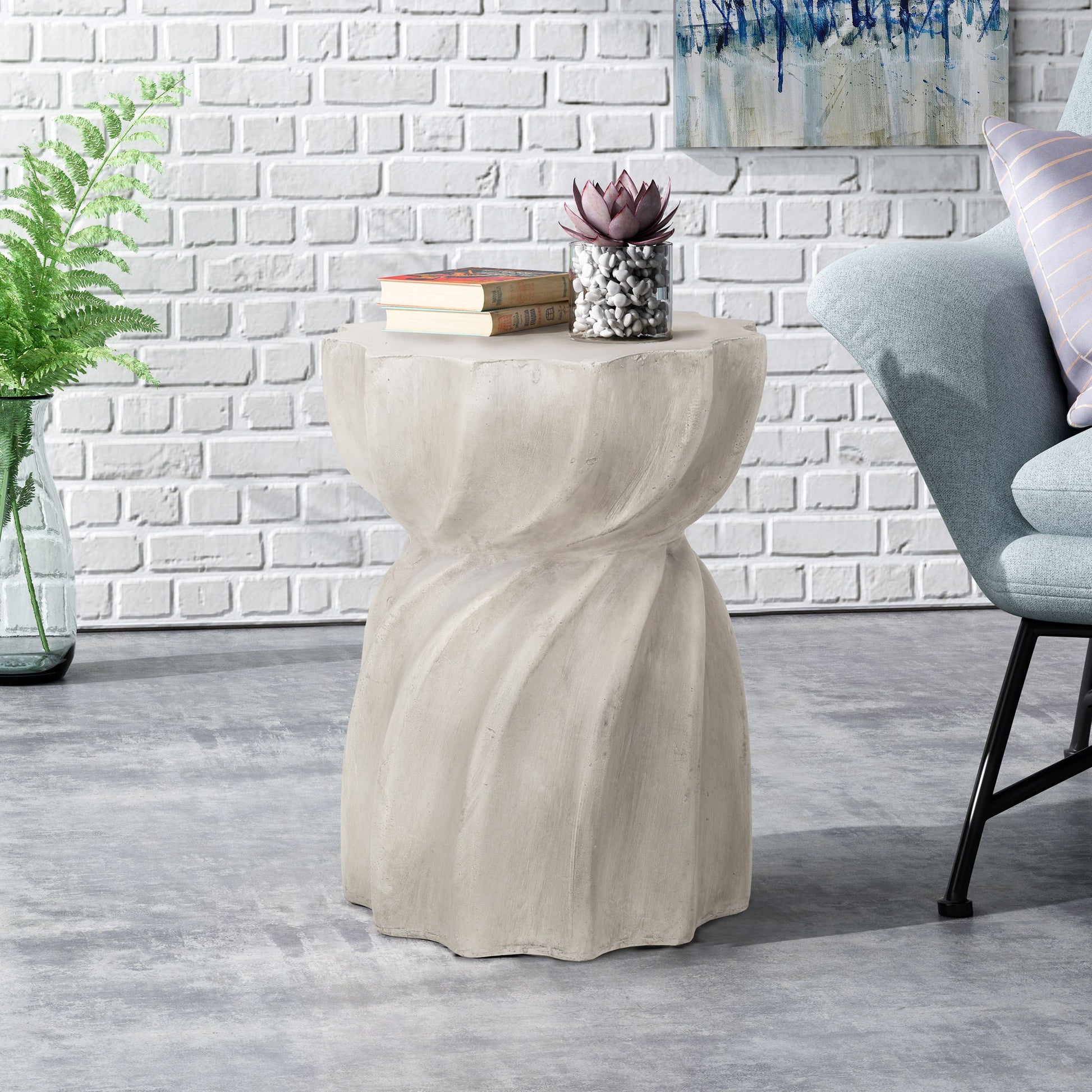 Modern Canis Side Table Outdoor Use - Gray Noble House
