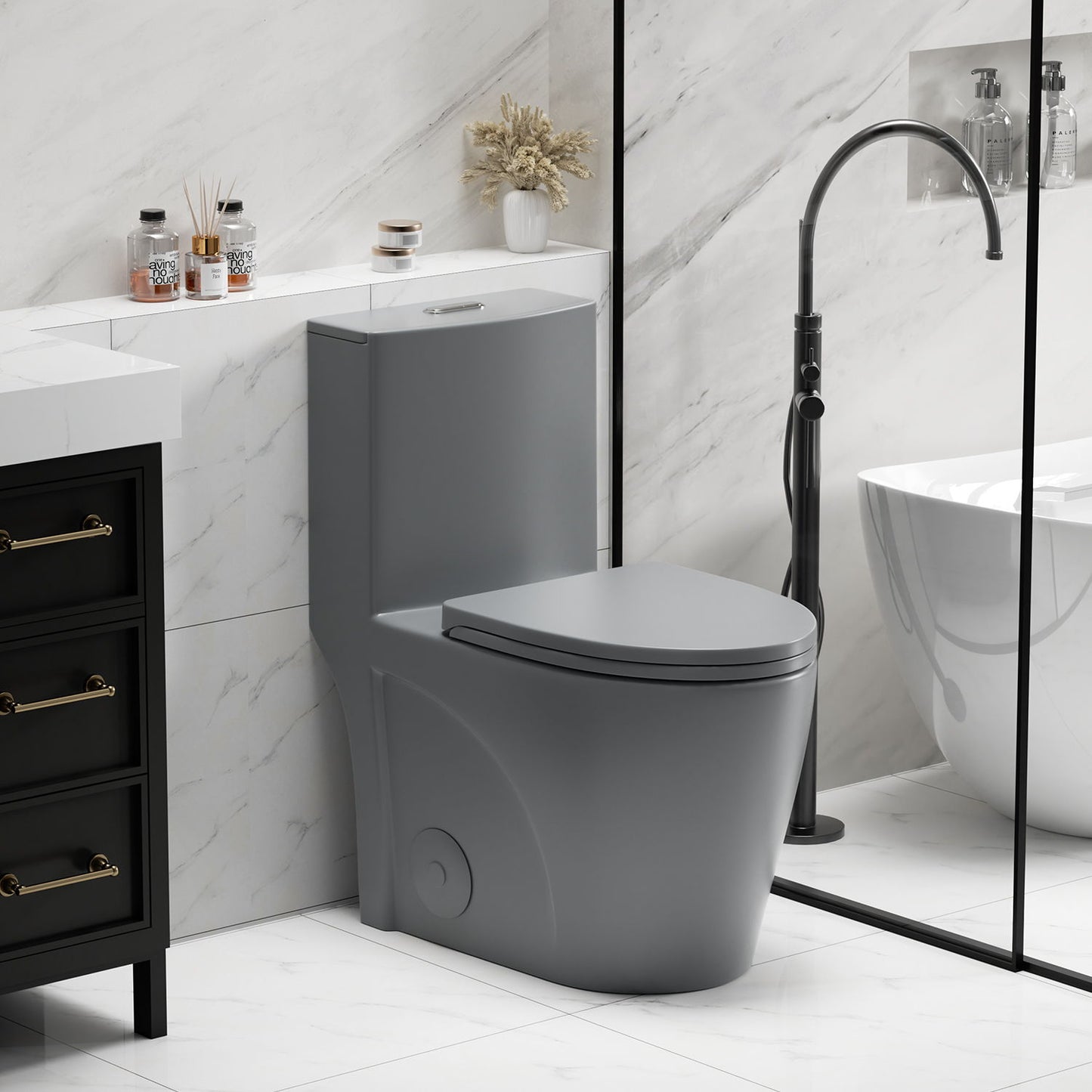1 Piece Toilet With Tornado Flush, Dual Flush, And ADA Height Comfort Chair Daily Nest