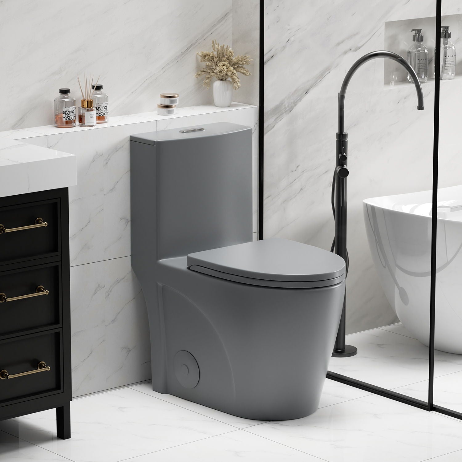 1 Piece Toilet With Tornado Flush, Dual Flush, And ADA Height Comfort Chair Daily Nest