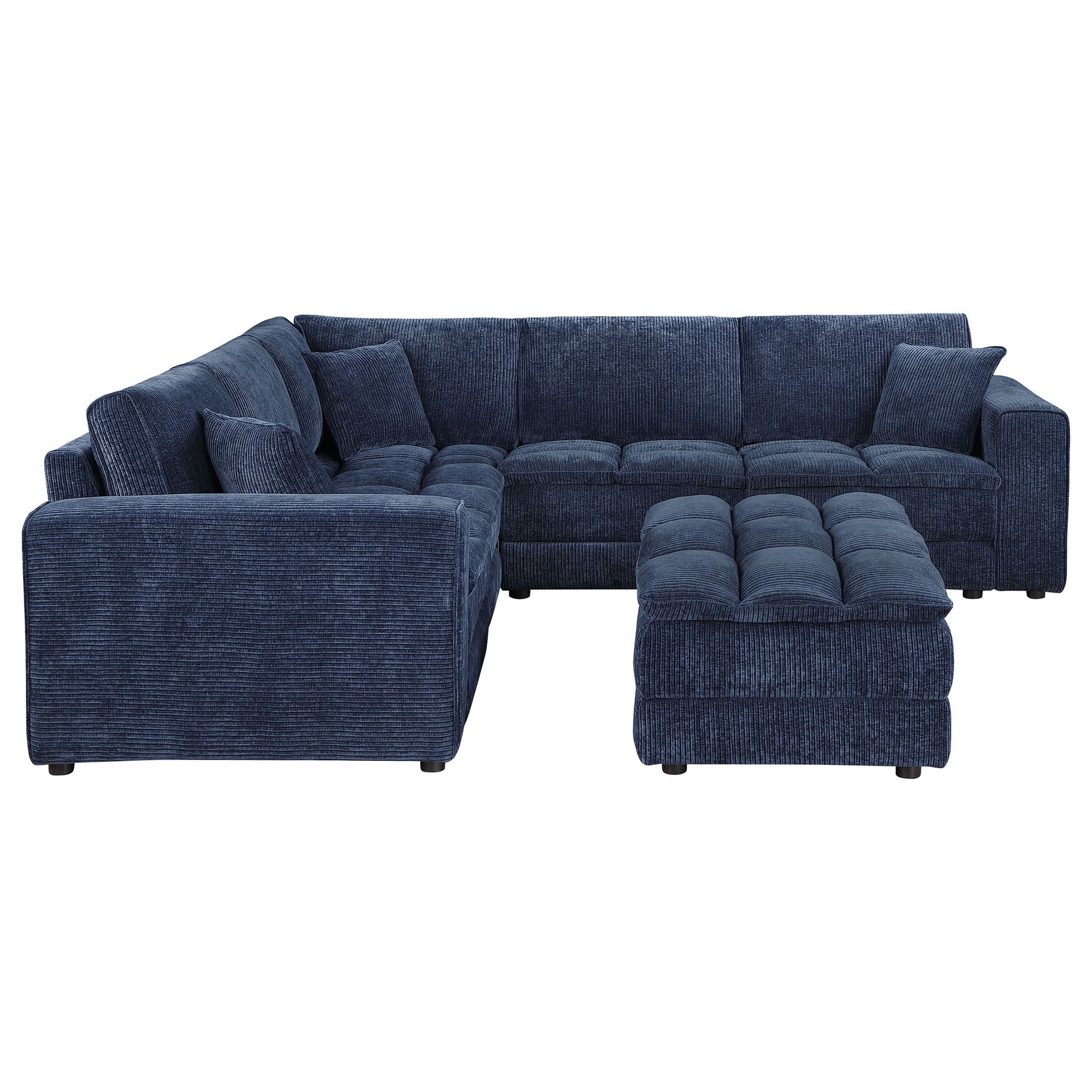 Azure - 6 Piece Upholstered Modular Sectional Sofa - Blue Furniture Max