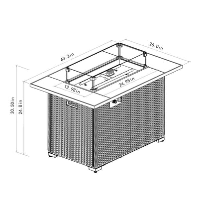 44" Outdoor Fire Pit Table, Propane Fire Table With Ceramic Tabletop Gas Fire Table - Espresso Home Essentials