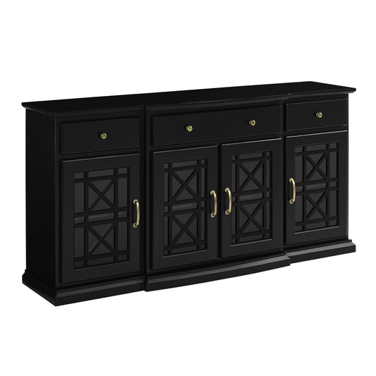 Classic Fretwork Detailed Glass Door Sideboard