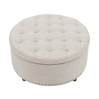 Tufted Storage Ottoman With Upholstery Home Essentials
