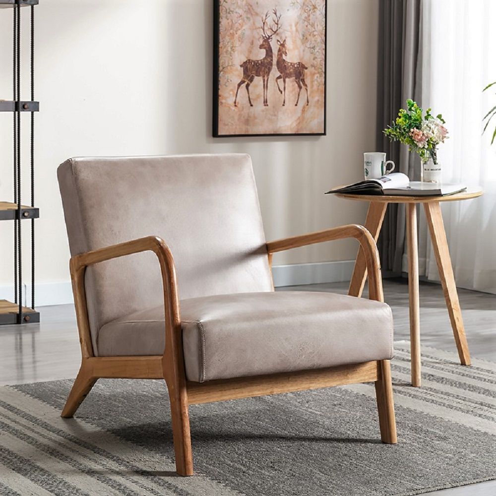 Classic Mid-Century Modern Accent Chairs, Open Framed Armchair With Cushioning US Pride