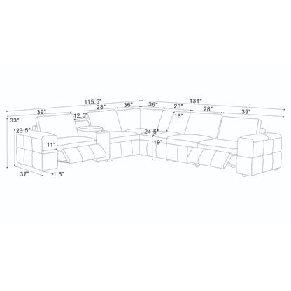 Upholstered Large Arms Sectional With Recliner Seats Home Essentials