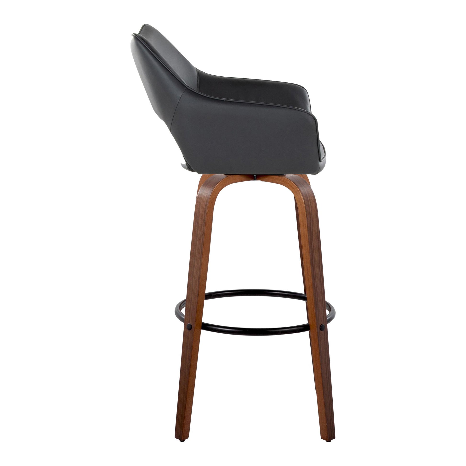 Mustang - Contemporary Fixed Height Barstool With Swivel & Round Footrest (Set of 2) Lumi Source