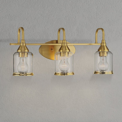 Twilight - 3 Lights Brush Contemporary Vanity Light - Clear / Gold Ashcroft Furniture