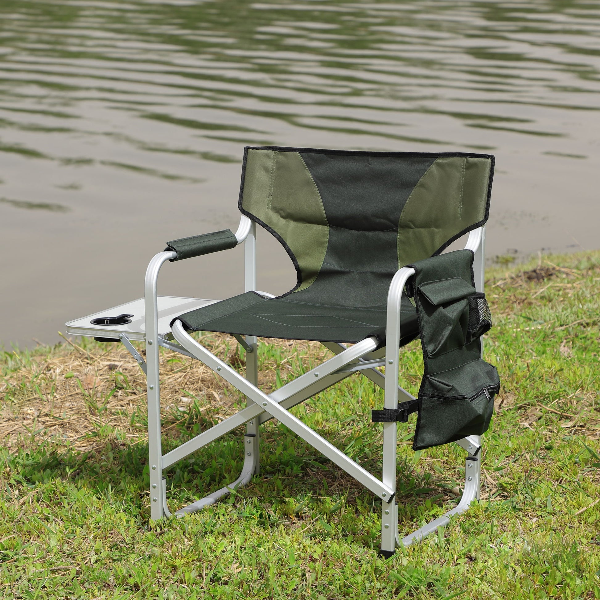 Padded Folding Outdoor Chair With Side Table And Storage Pockets, Lightweight Oversized Directors Chair For Indoor, Outdoor Camping, Picnics And Fishing Home Essentials