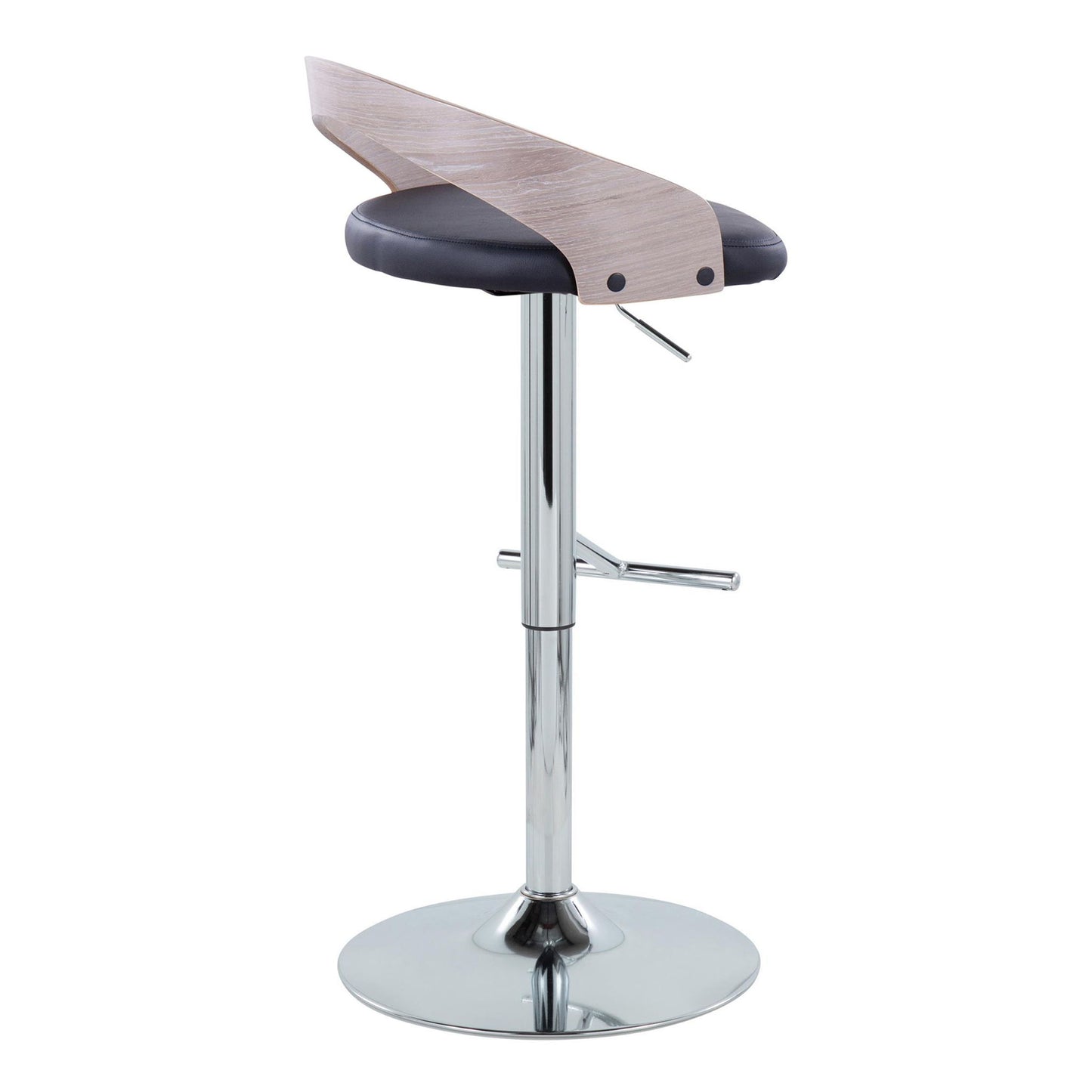 Grotto - Contemporary Adjustable Height Barstool With Swivel With Straight T Footrest (Set of 2) Lumi Source