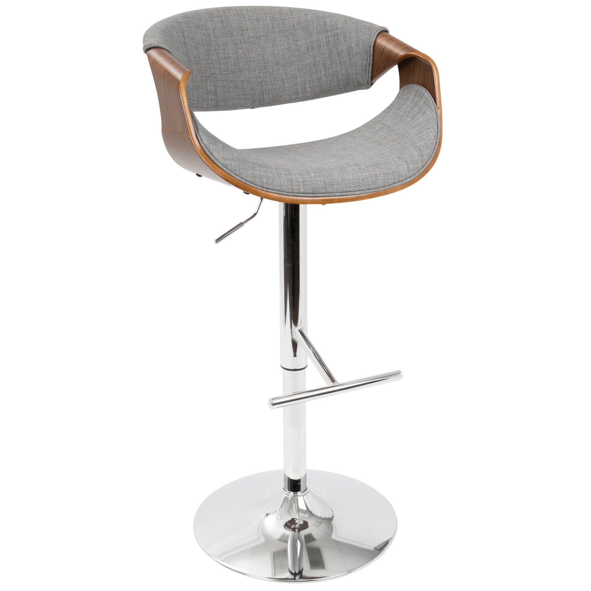 Curvo - Mid Century Modern Adjustable Barstool With Swivel With Straight T Footrest Lumi Source