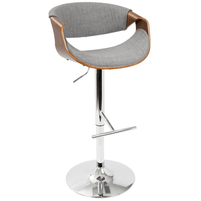 Curvo - Mid Century Modern Adjustable Barstool With Swivel With Straight T Footrest Lumi Source
