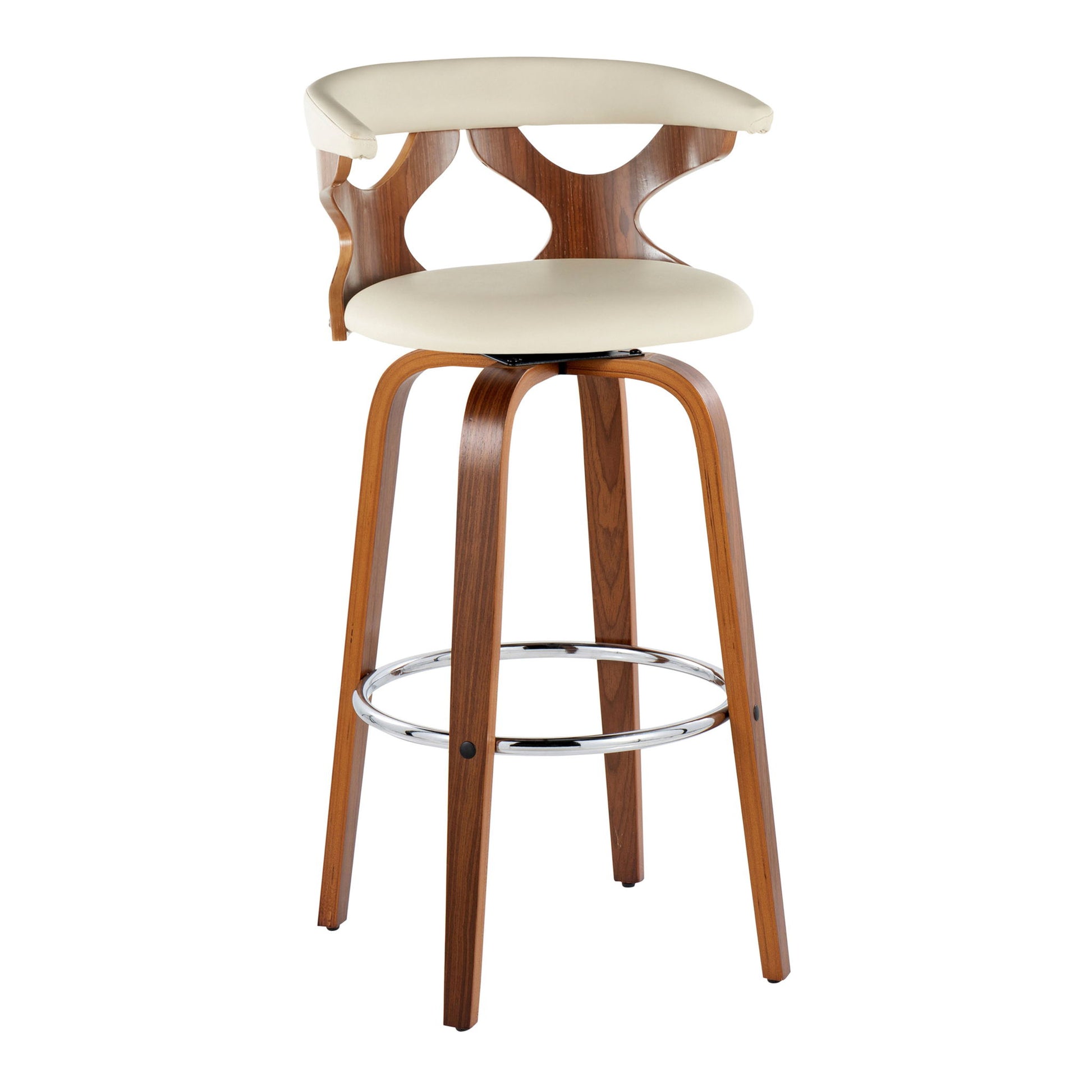 Gardenia - Mid Century Modern Fixed Height Barstool With Swivel With Round Footrest (Set of 2) Lumi Source