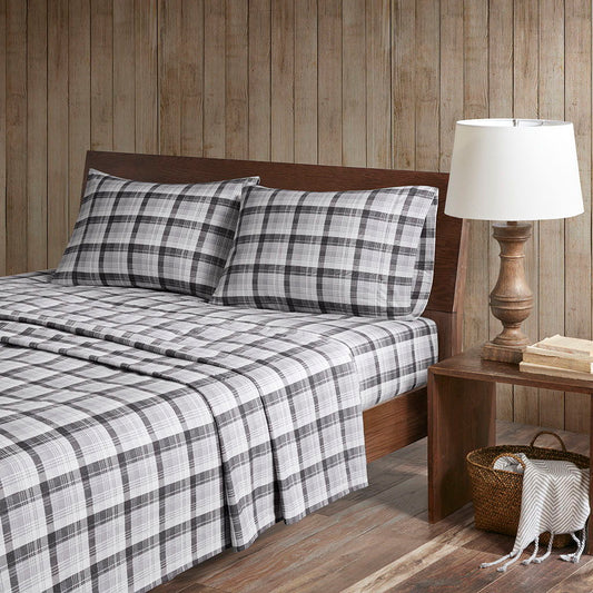 King Sheet Set Cotton - Gray Plaid Woolrich
