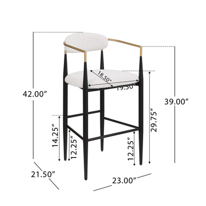 Upholstered Bar Stools With Backs For Kitchen Island (Set of 2) - Beige Noble House