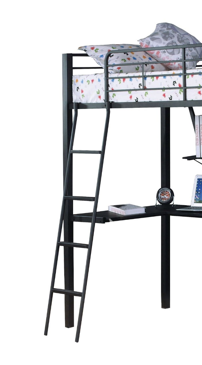 Senon - Twin Loft Bed With Desk - Black / Silver Acme