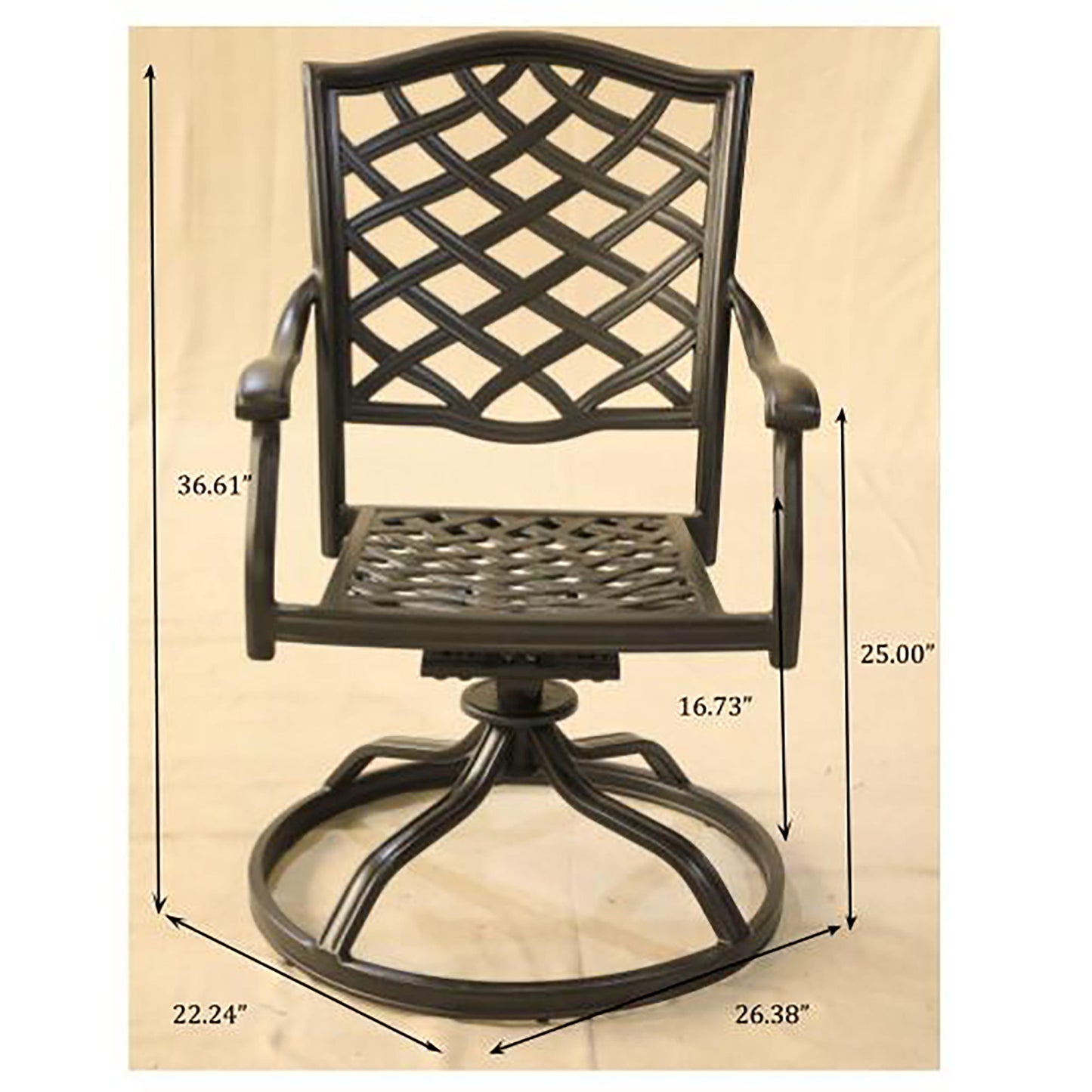 Outdoor Patio Aluminum Swivel Rocker Dining Chair With Cushion (Set of 2) Home Essentials