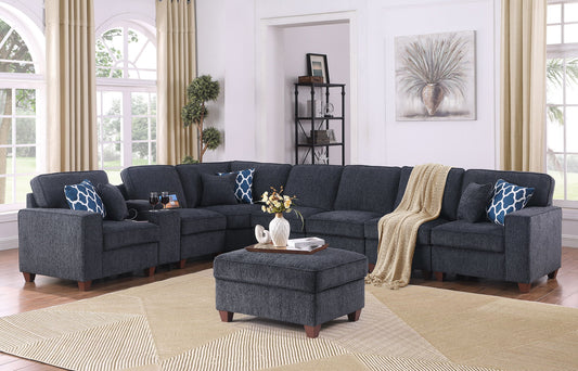 Lily - Sectional Sofa With Ottoman - Black Urban Retreats