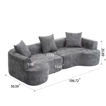 Modern Style Ultra Smooth Curved Sofa With 3 Pillows Home Essentials