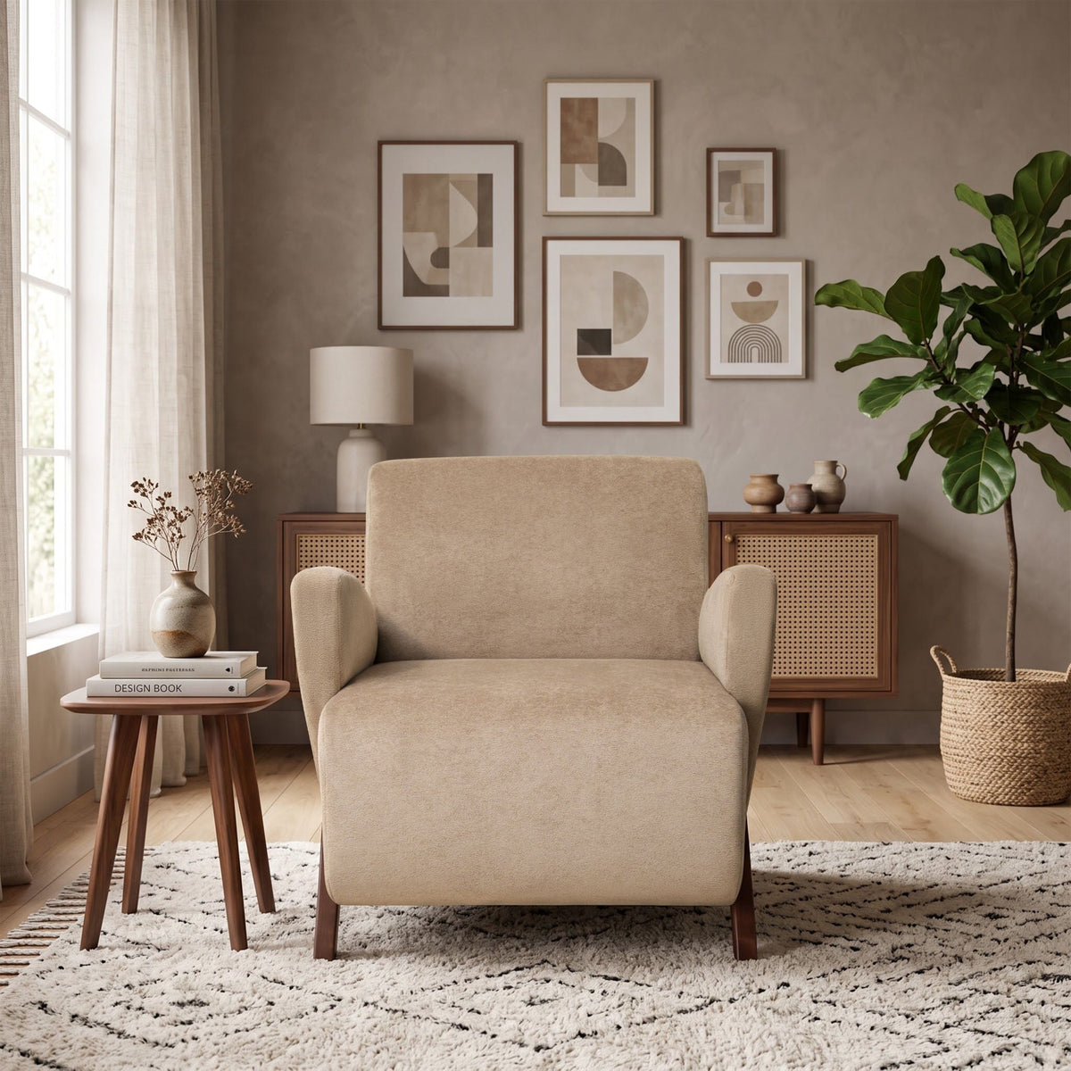 Lounge Accent Chair For Living Room - Beige Coffee Home Essentials