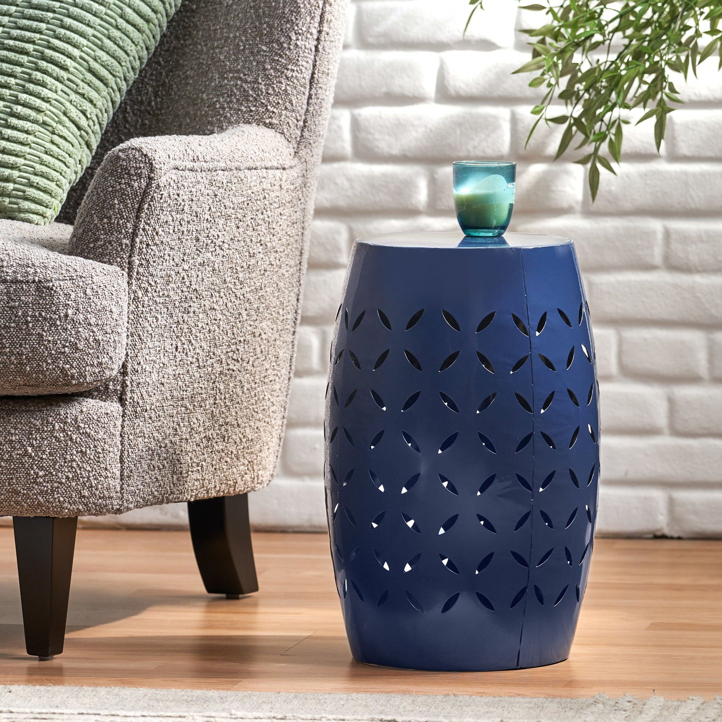 12" Outdoor Lace Cut Side Table Noble House
